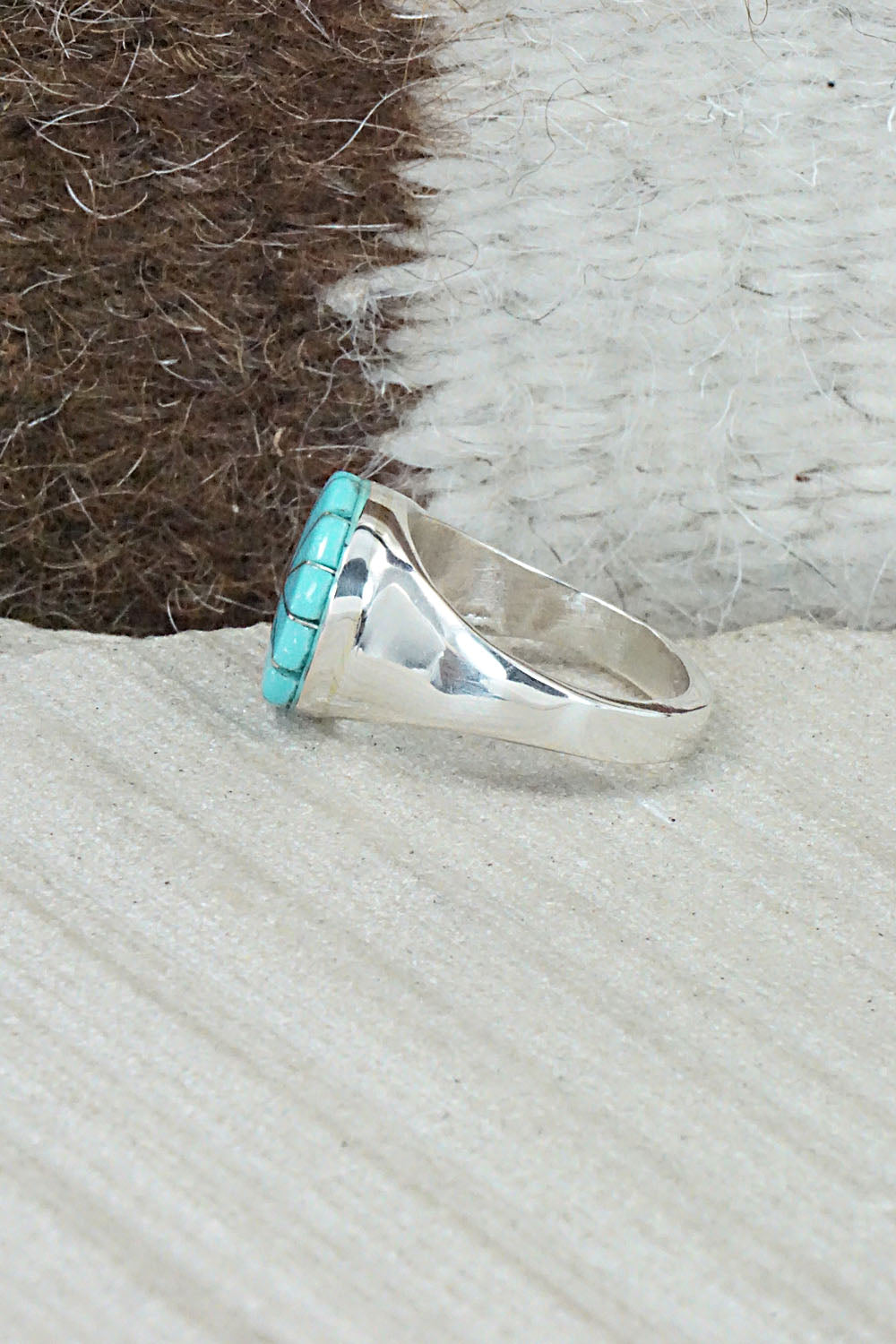 Turquoise & Sterling Silver Ring - Johnson Laweka - Size 5.5