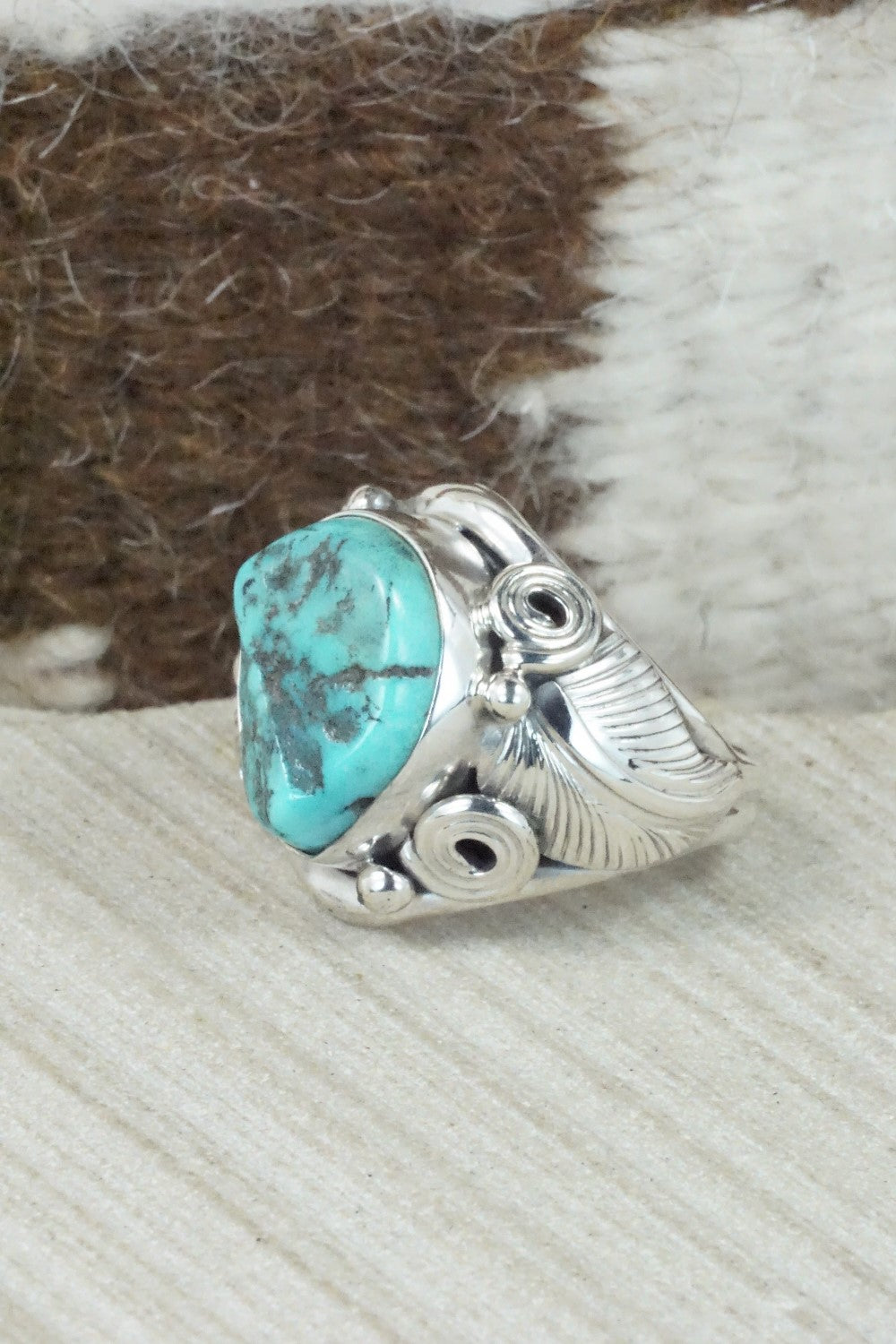 Turquoise & Sterling Silver Ring - Darrell Morgan - Size 10.75