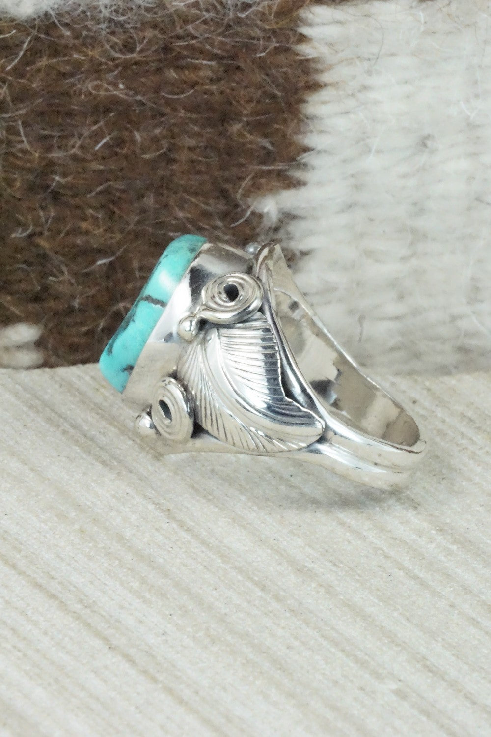 Turquoise & Sterling Silver Ring - Darrell Morgan - Size 10.75