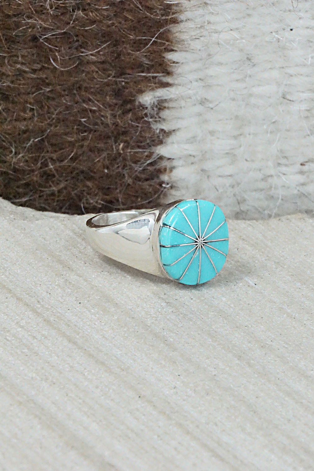 Turquoise & Sterling Silver Ring - Johnson Laweka - Size 5.5