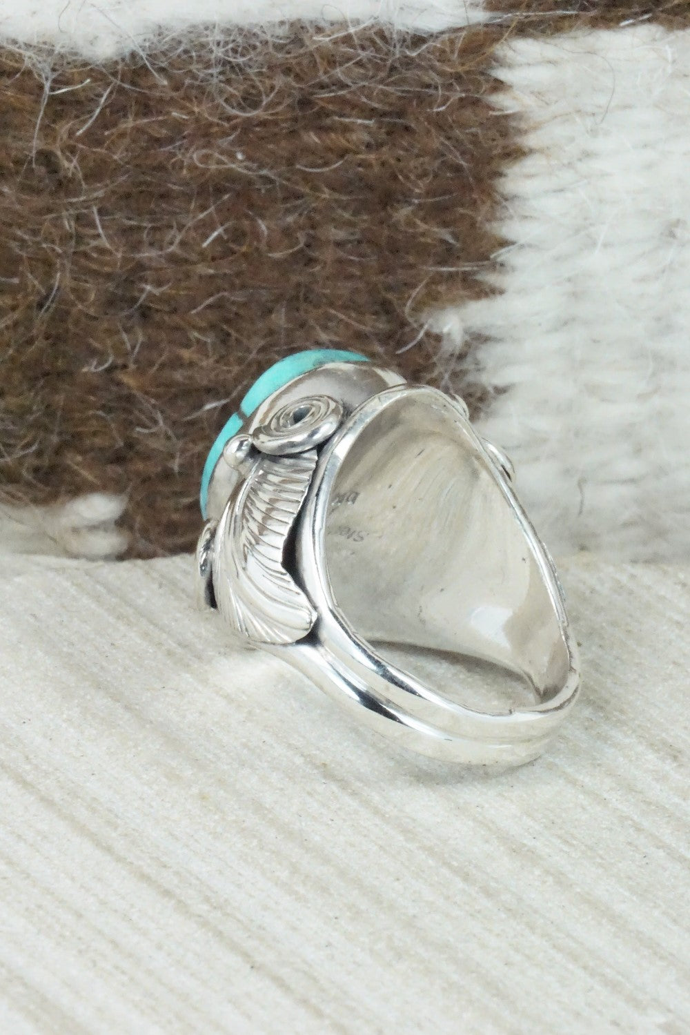 Turquoise & Sterling Silver Ring - Darrell Morgan - Size 10.75