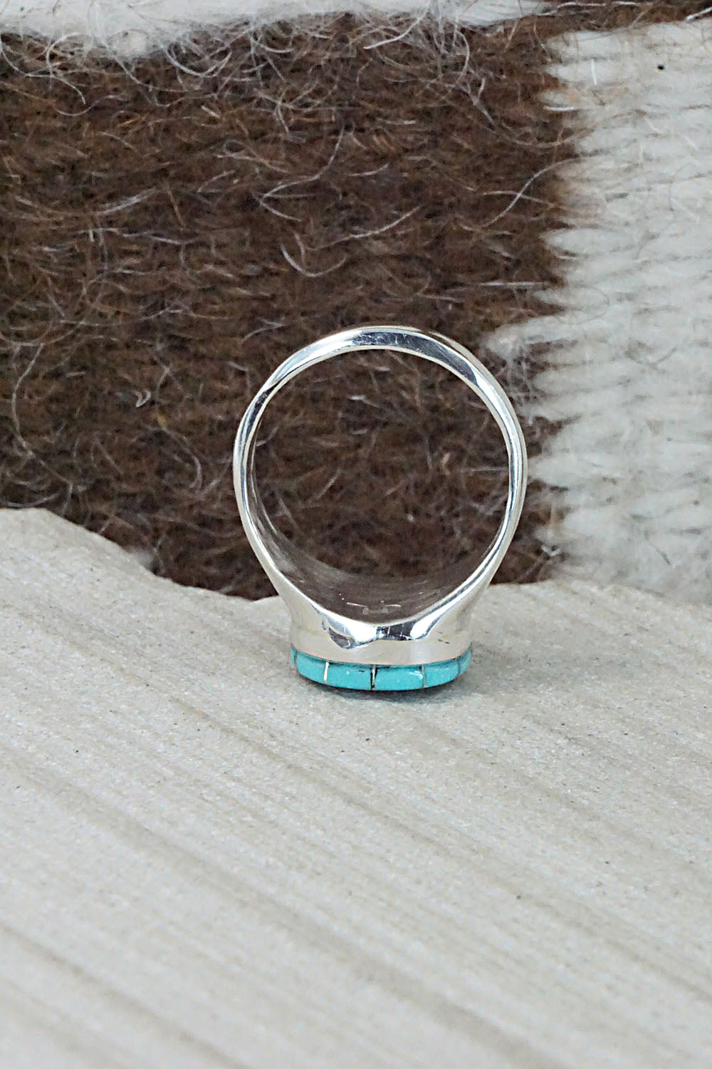 Turquoise & Sterling Silver Ring - Johnson Laweka - Size 7