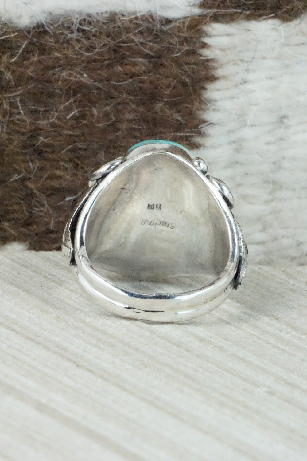 Turquoise & Sterling Silver Ring - Darrell Morgan - Size 10.75