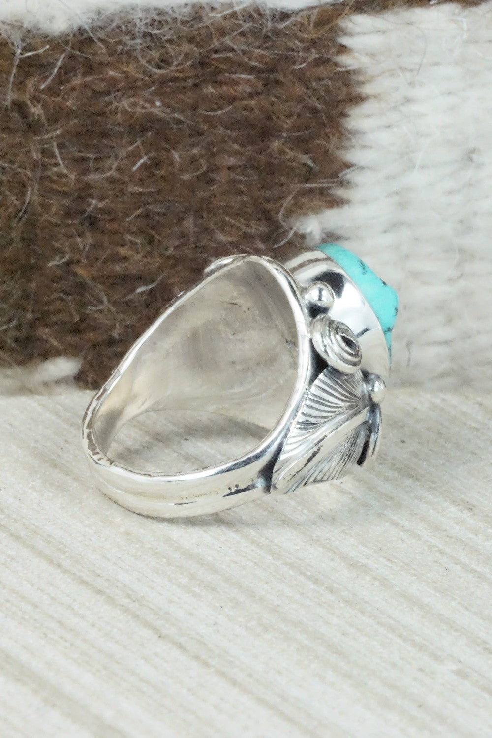 Turquoise & Sterling Silver Ring - Darrell Morgan - Size 10.75