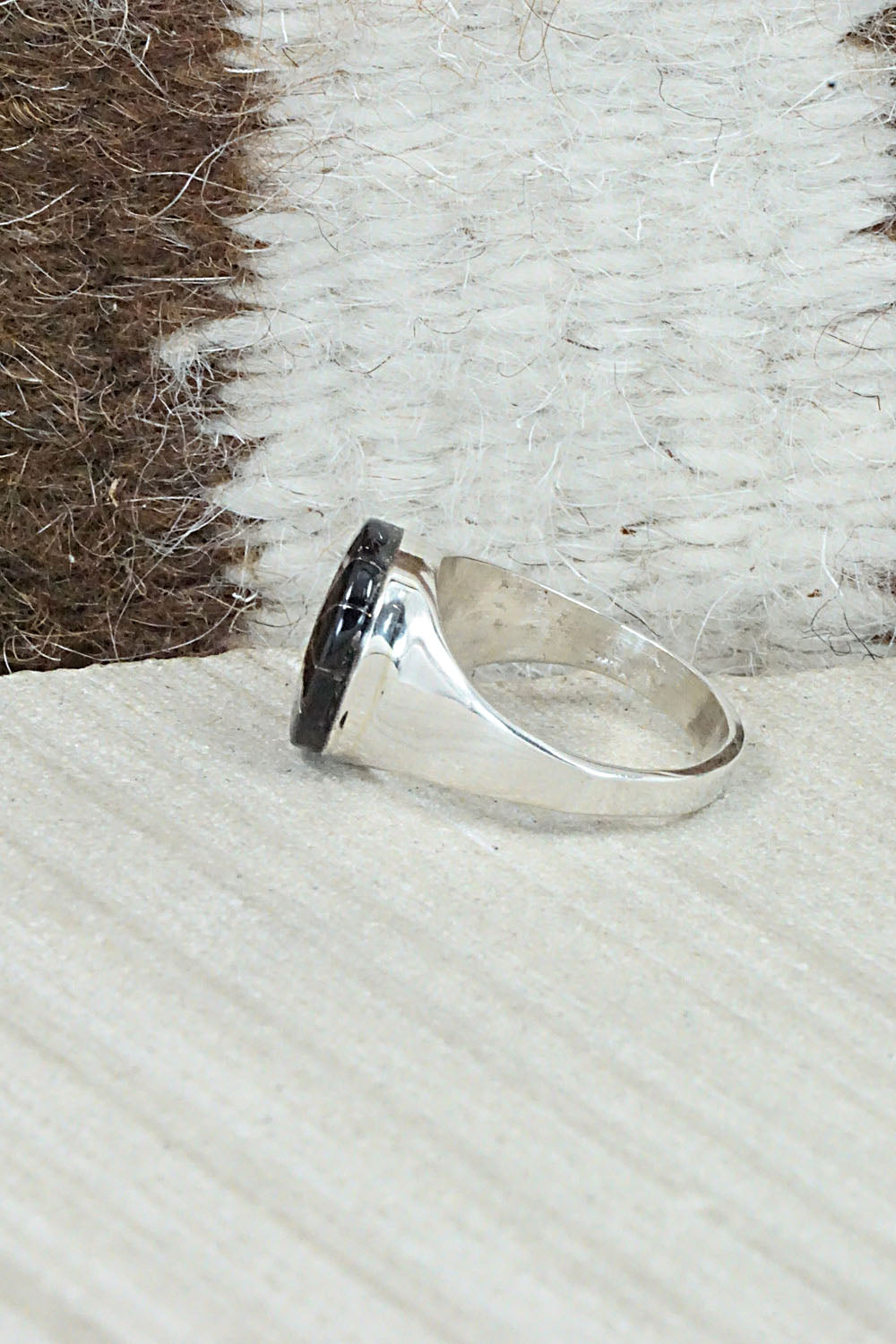 Onyx & Sterling Silver Ring - Johnson Laweka - Size 6