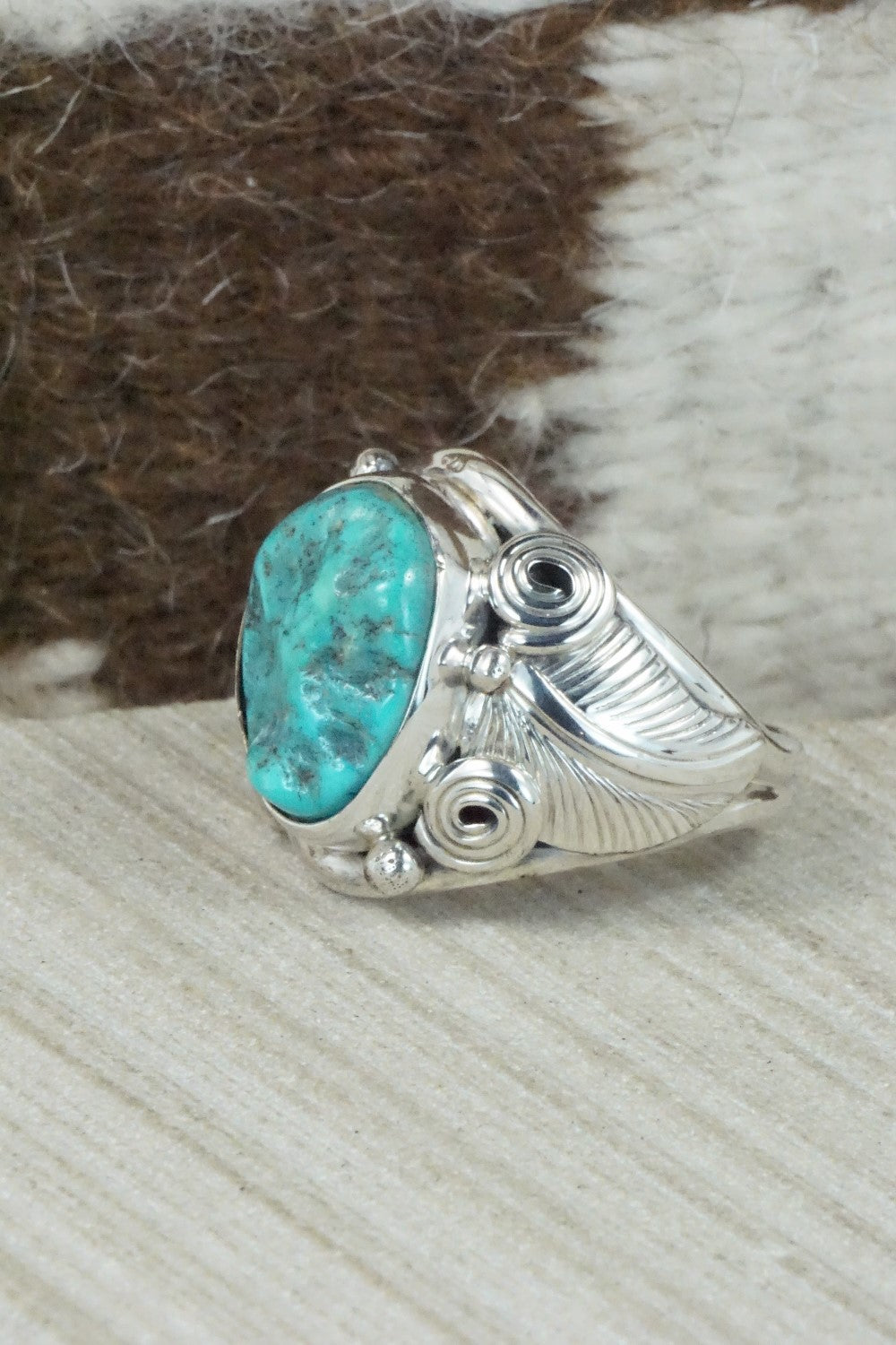 Turquoise & Sterling Silver Ring - Darrell Morgan - Size 12