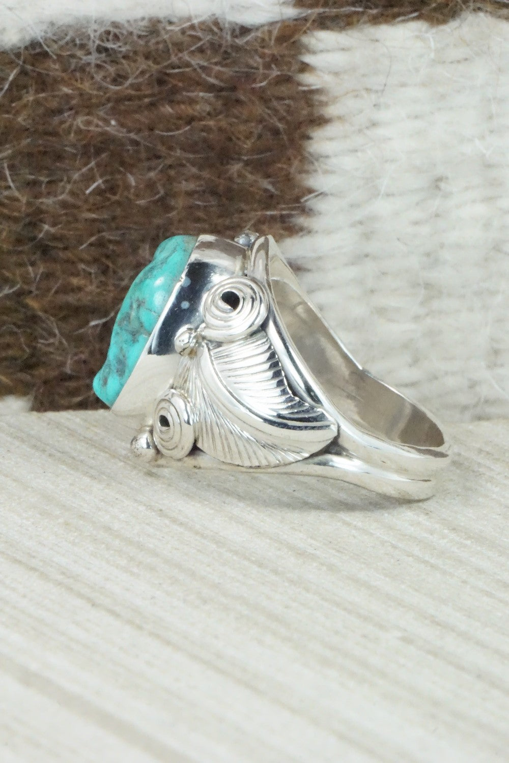 Turquoise & Sterling Silver Ring - Darrell Morgan - Size 12