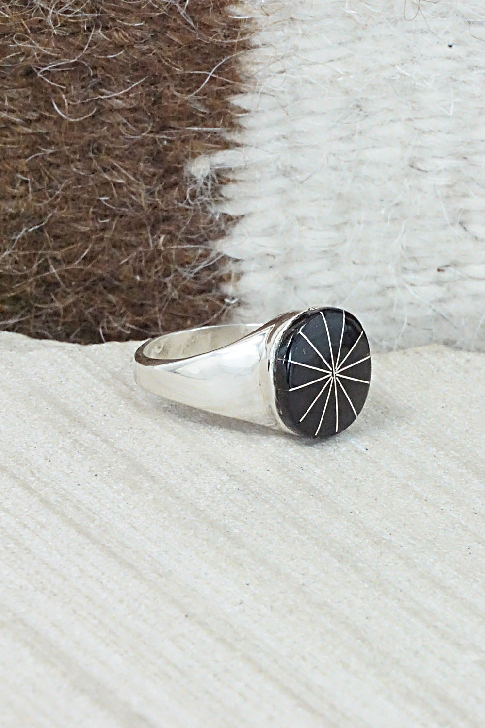 Onyx & Sterling Silver Ring - Johnson Laweka - Size 6