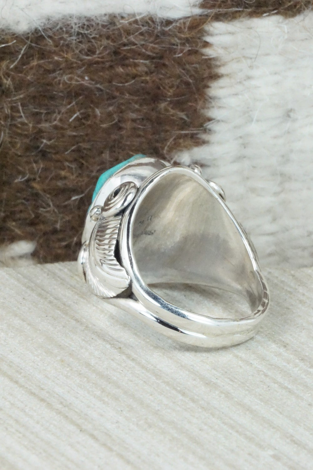 Turquoise & Sterling Silver Ring - Darrell Morgan - Size 12