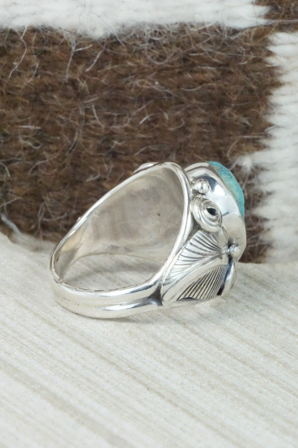 Turquoise & Sterling Silver Ring - Darrell Morgan - Size 12