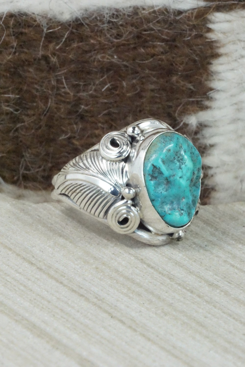 Turquoise & Sterling Silver Ring - Darrell Morgan - Size 12