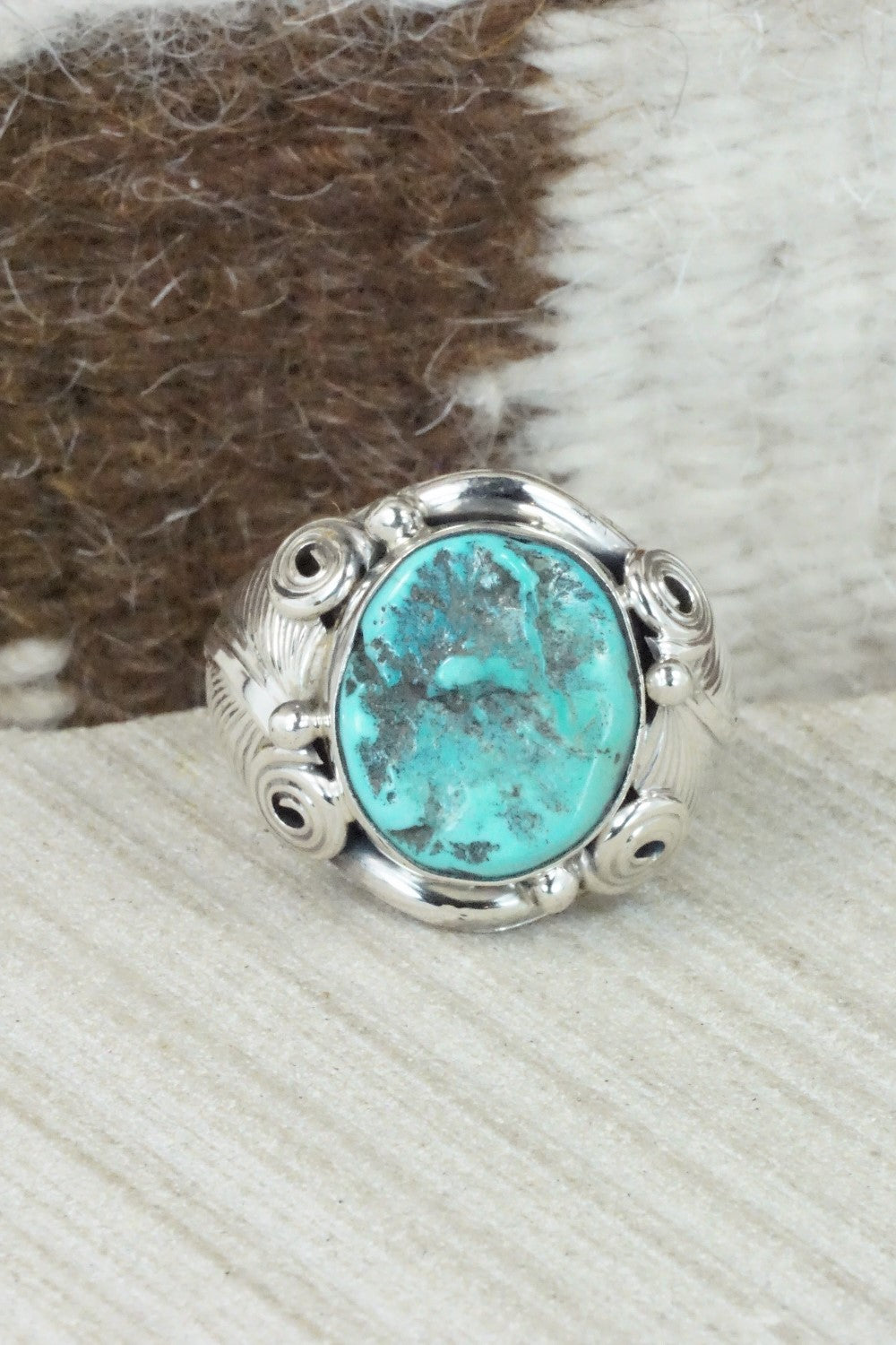 Turquoise & Sterling Silver Ring - Darrell Morgan - Size 12