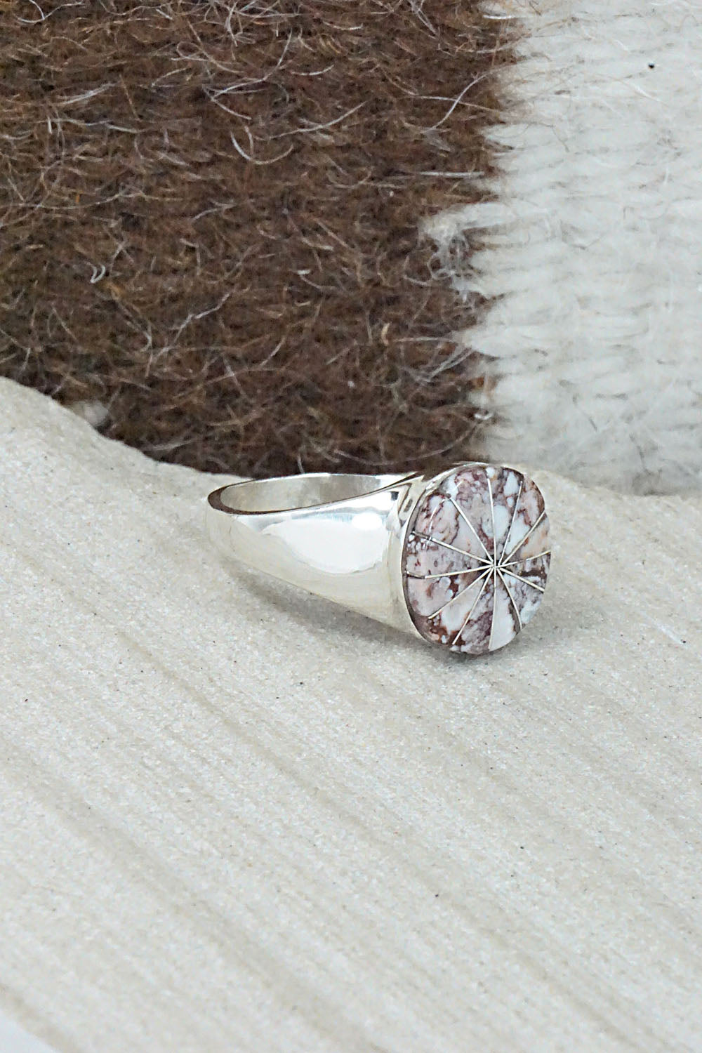 Wild Horse & Sterling Silver Ring - Johnson Laweka - Size 7.5