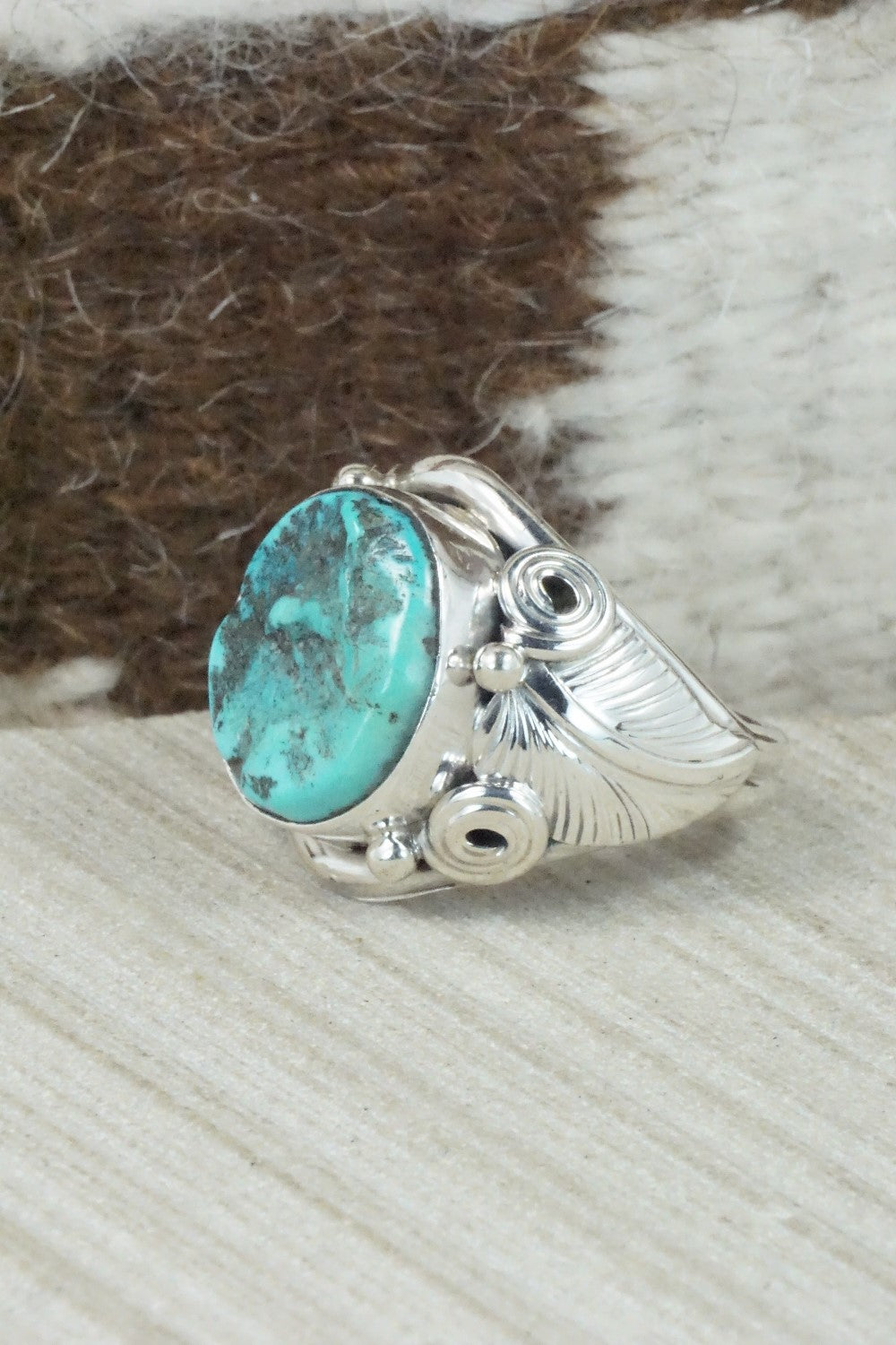 Turquoise & Sterling Silver Ring - Darrell Morgan - Size 12