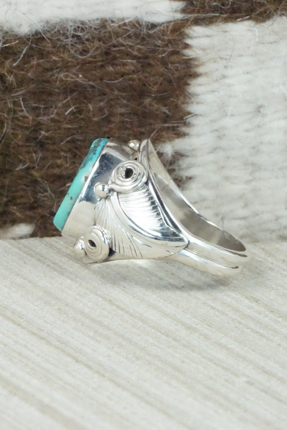 Turquoise & Sterling Silver Ring - Darrell Morgan - Size 12
