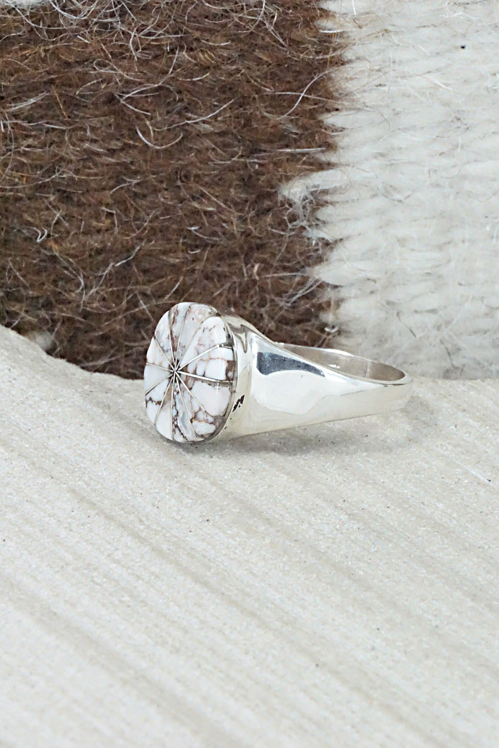 Wild Horse & Sterling Silver Ring - Johnson Laweka - Size 7.5