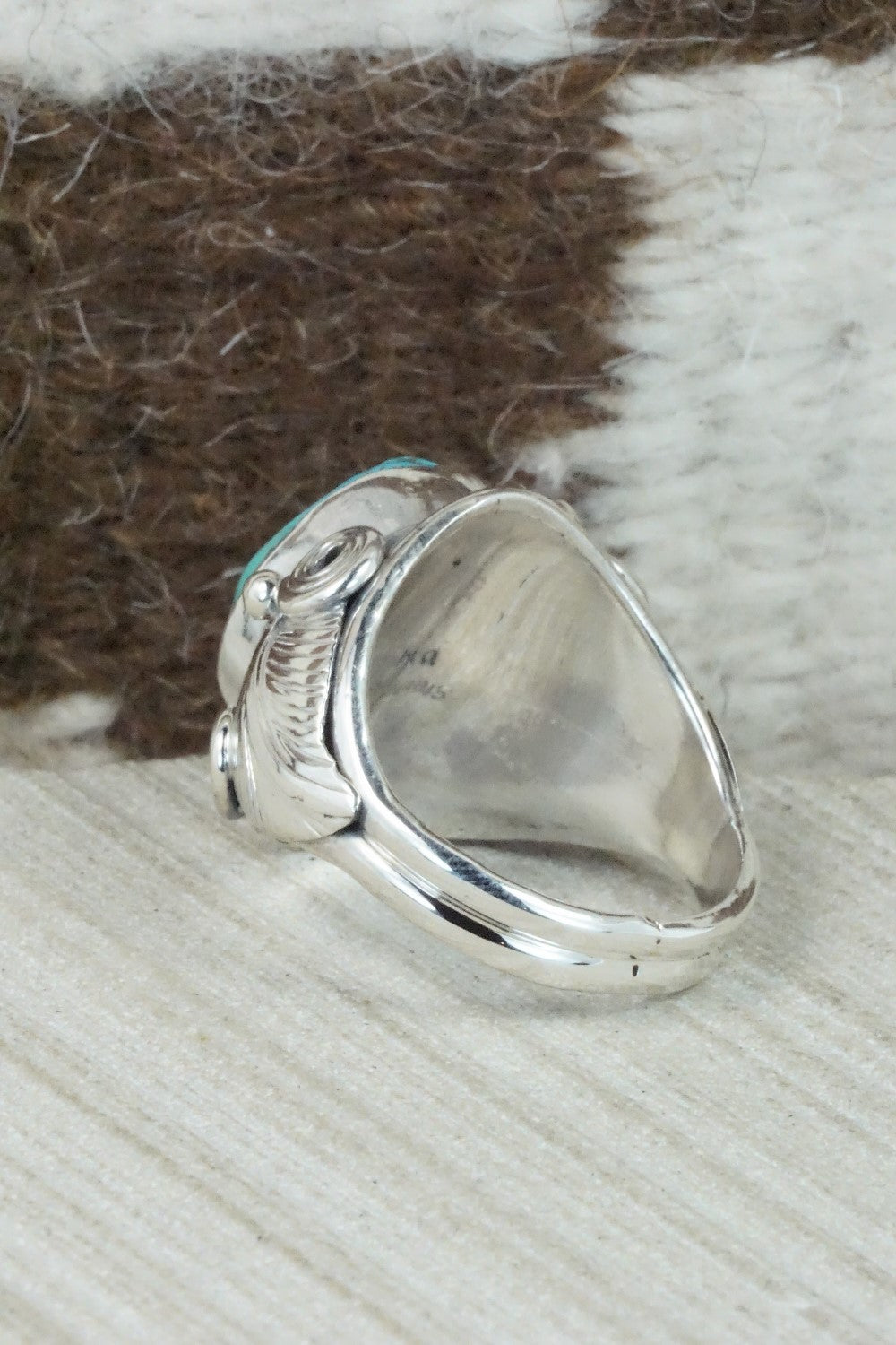 Turquoise & Sterling Silver Ring - Darrell Morgan - Size 12