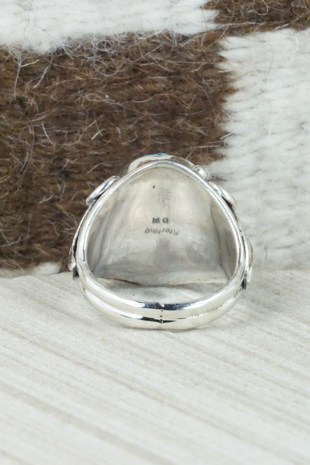 Turquoise & Sterling Silver Ring - Darrell Morgan - Size 12