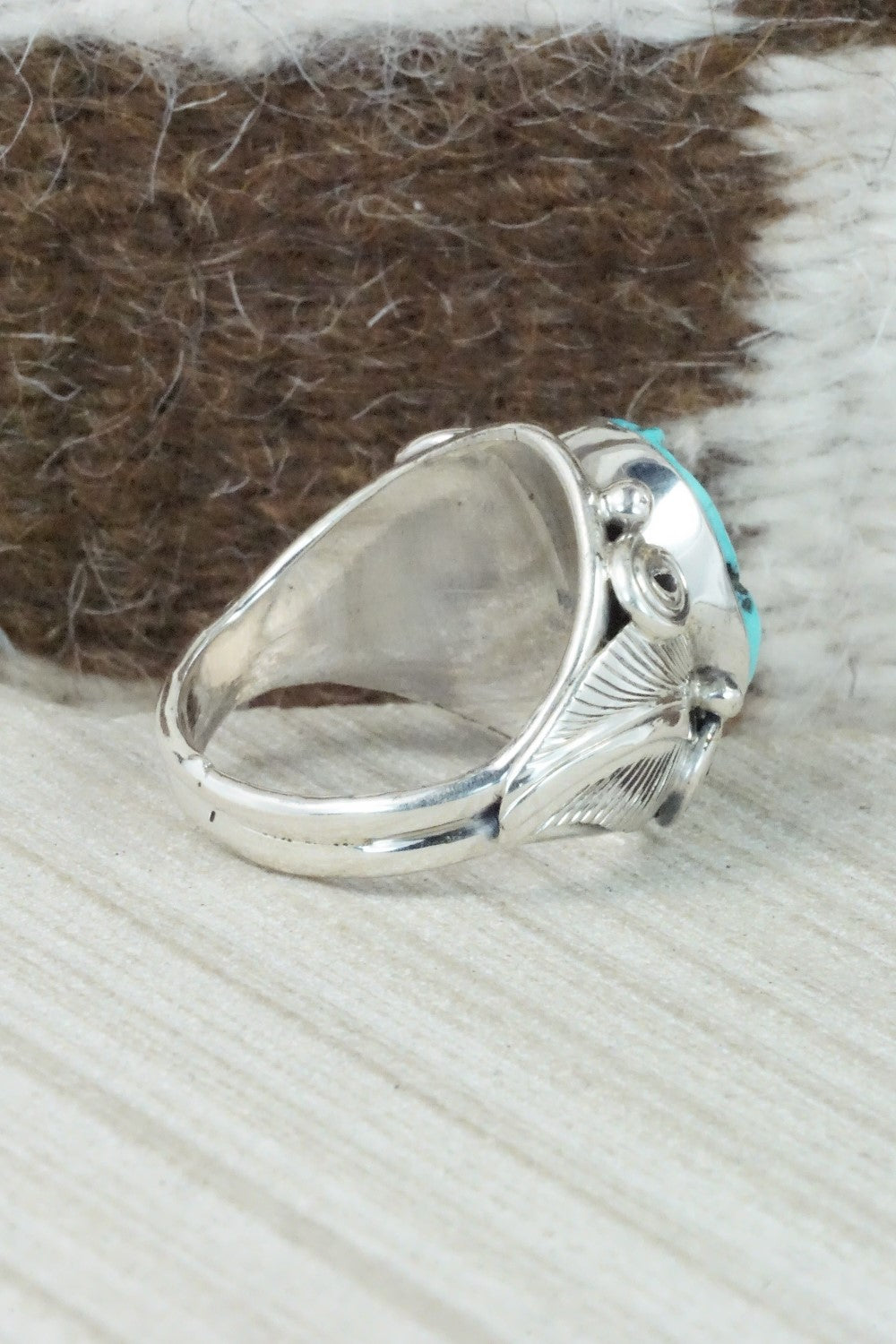Turquoise & Sterling Silver Ring - Darrell Morgan - Size 12
