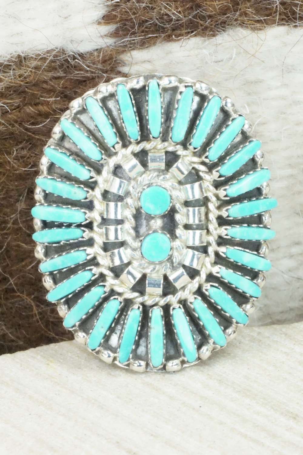 Turquoise & Sterling Silver Ring - Charlie Jon - Size 8.25