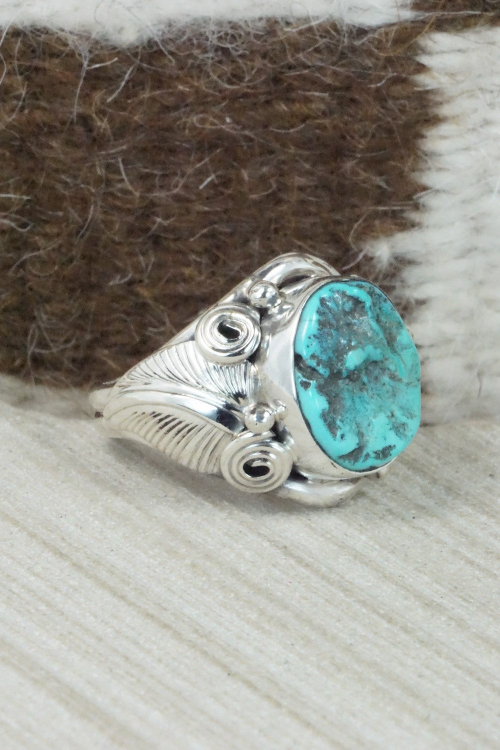 Turquoise & Sterling Silver Ring - Darrell Morgan - Size 12