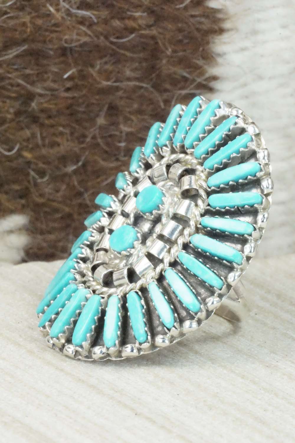 Turquoise & Sterling Silver Ring - Charlie Jon - Size 8.25