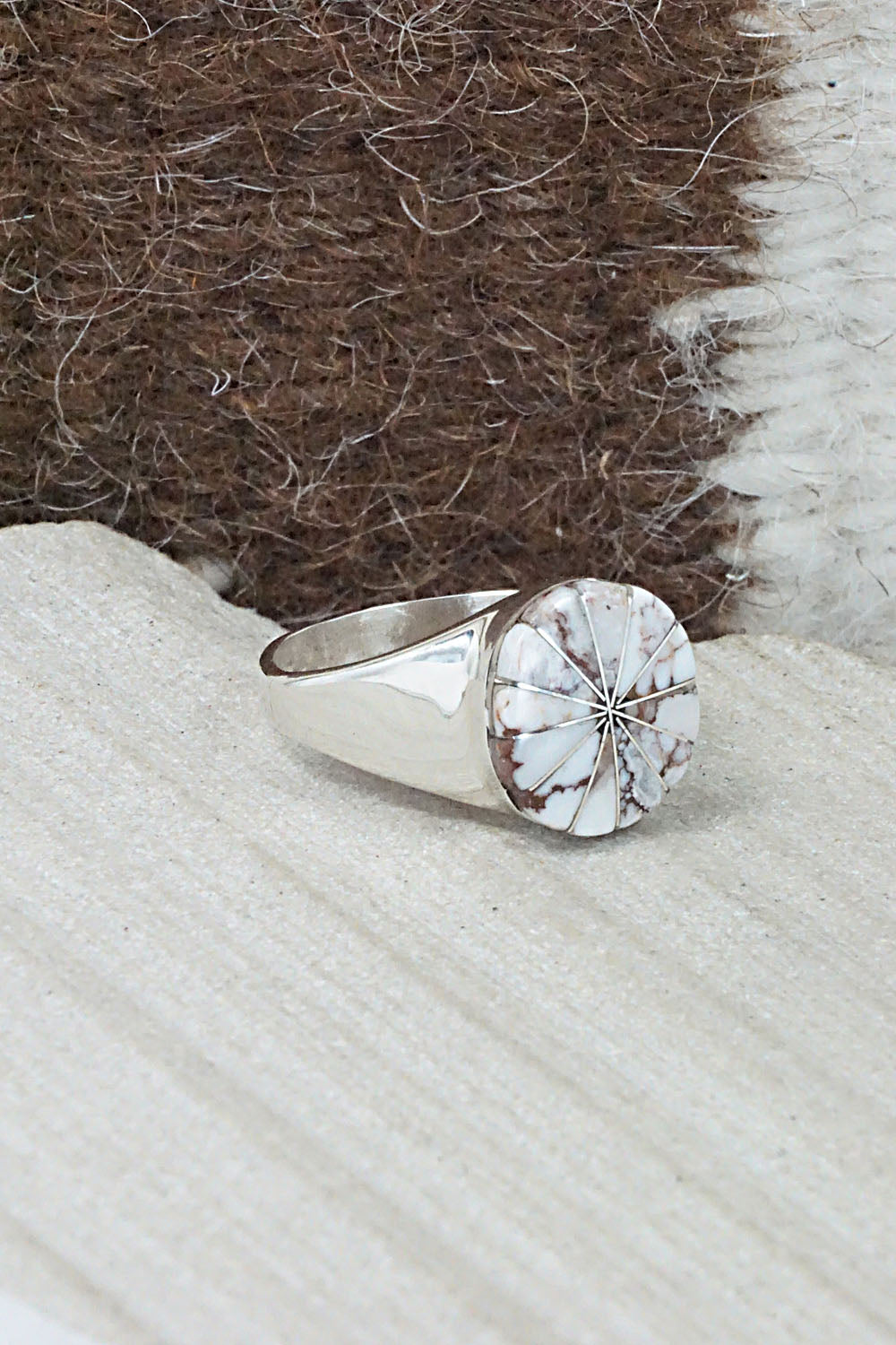 Wild Horse & Sterling Silver Ring - Johnson Laweka - Size 7.5