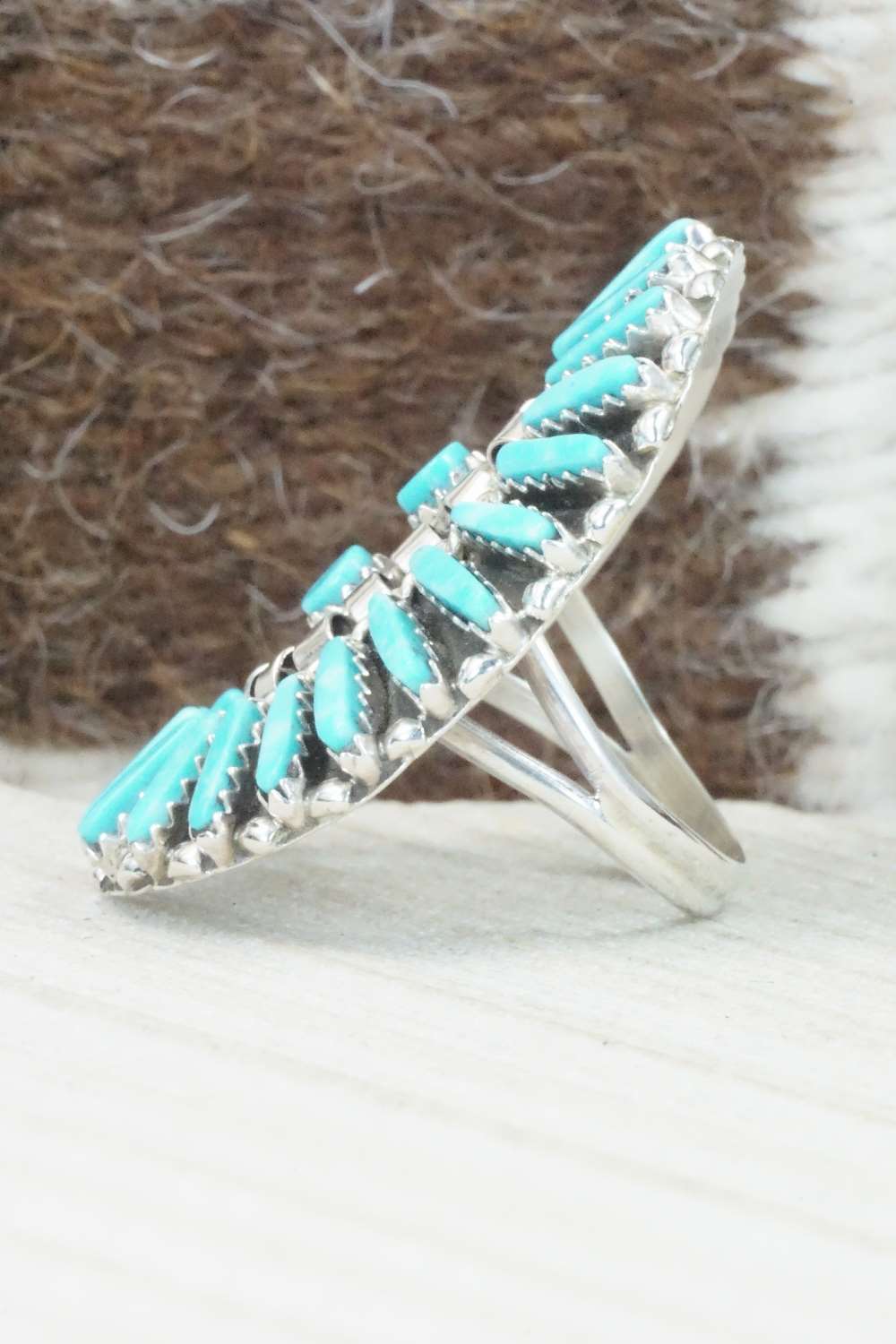 Turquoise & Sterling Silver Ring - Charlie Jon - Size 8.25