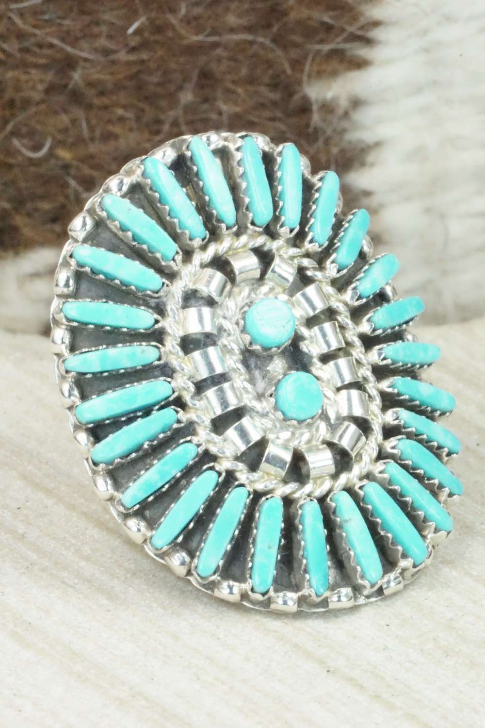 Turquoise & Sterling Silver Ring - Charlie Jon - Size 8.25