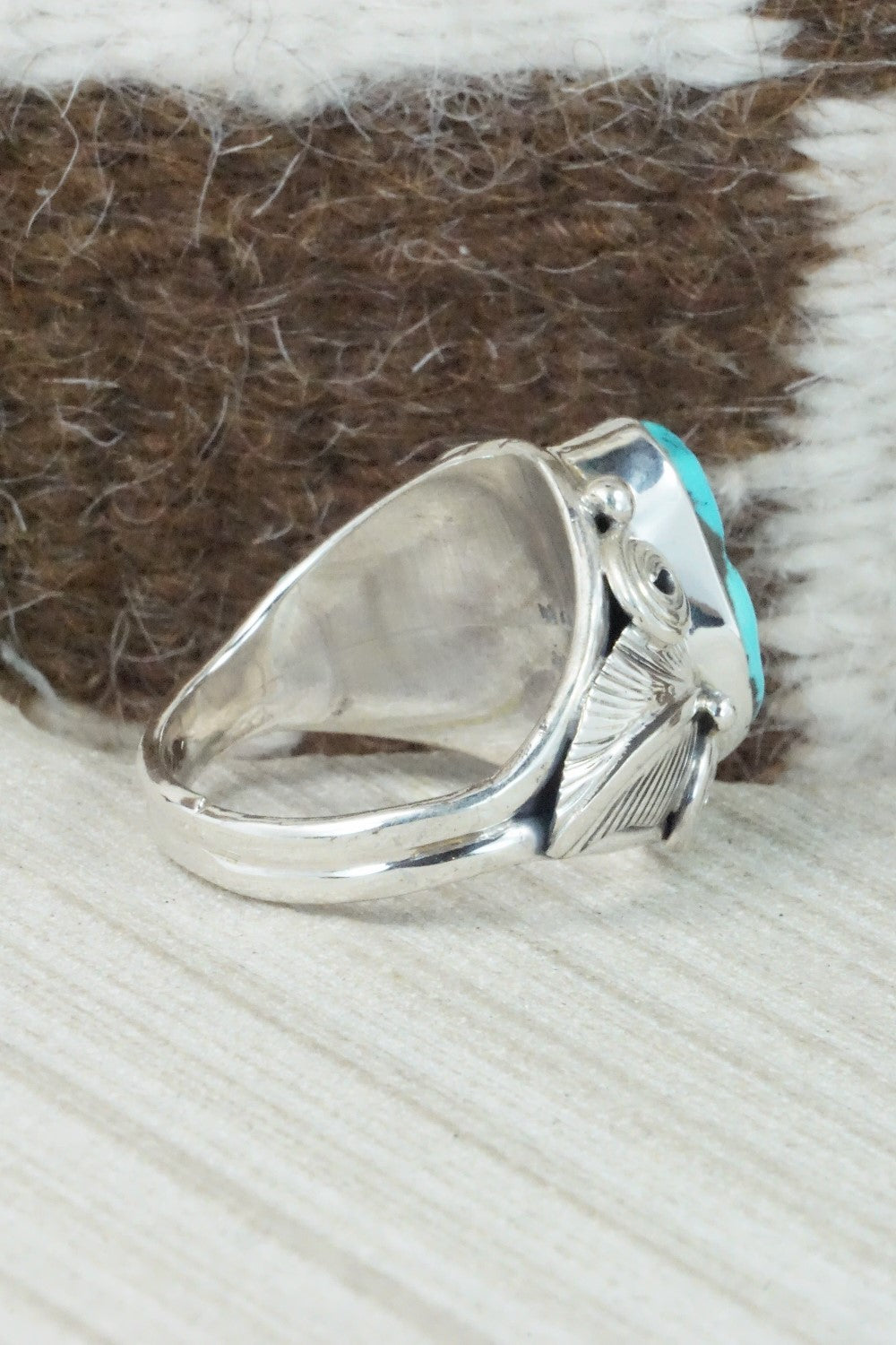 Turquoise & Sterling Silver Ring - Darrell Morgan - Size 13.75