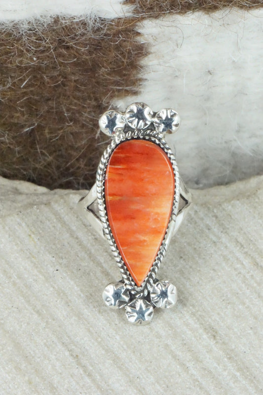 Spiny Oyster & Sterling Silver Ring - Selina Warner - Size 6
