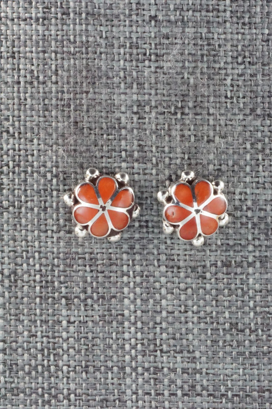 Coral & Sterling Silver Earrings - Bernedette Hattie