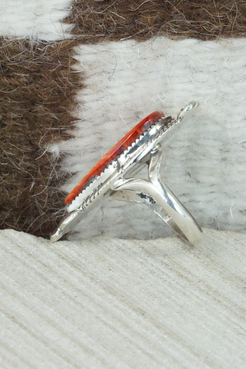Spiny Oyster & Sterling Silver Ring - Selina Warner - Size 6