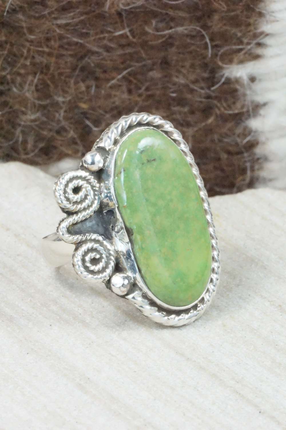 Turquoise & Sterling Silver Ring - Delbert Arviso - Size 8.75