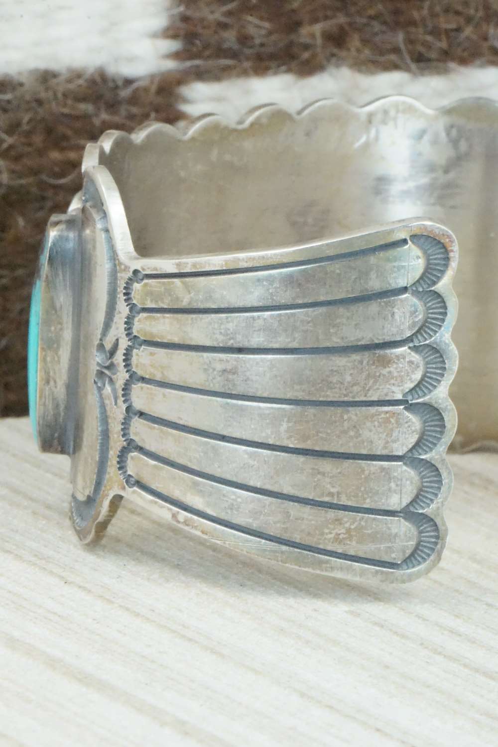 Turquoise and Sterling Silver Bracelet - Wallace Jr.