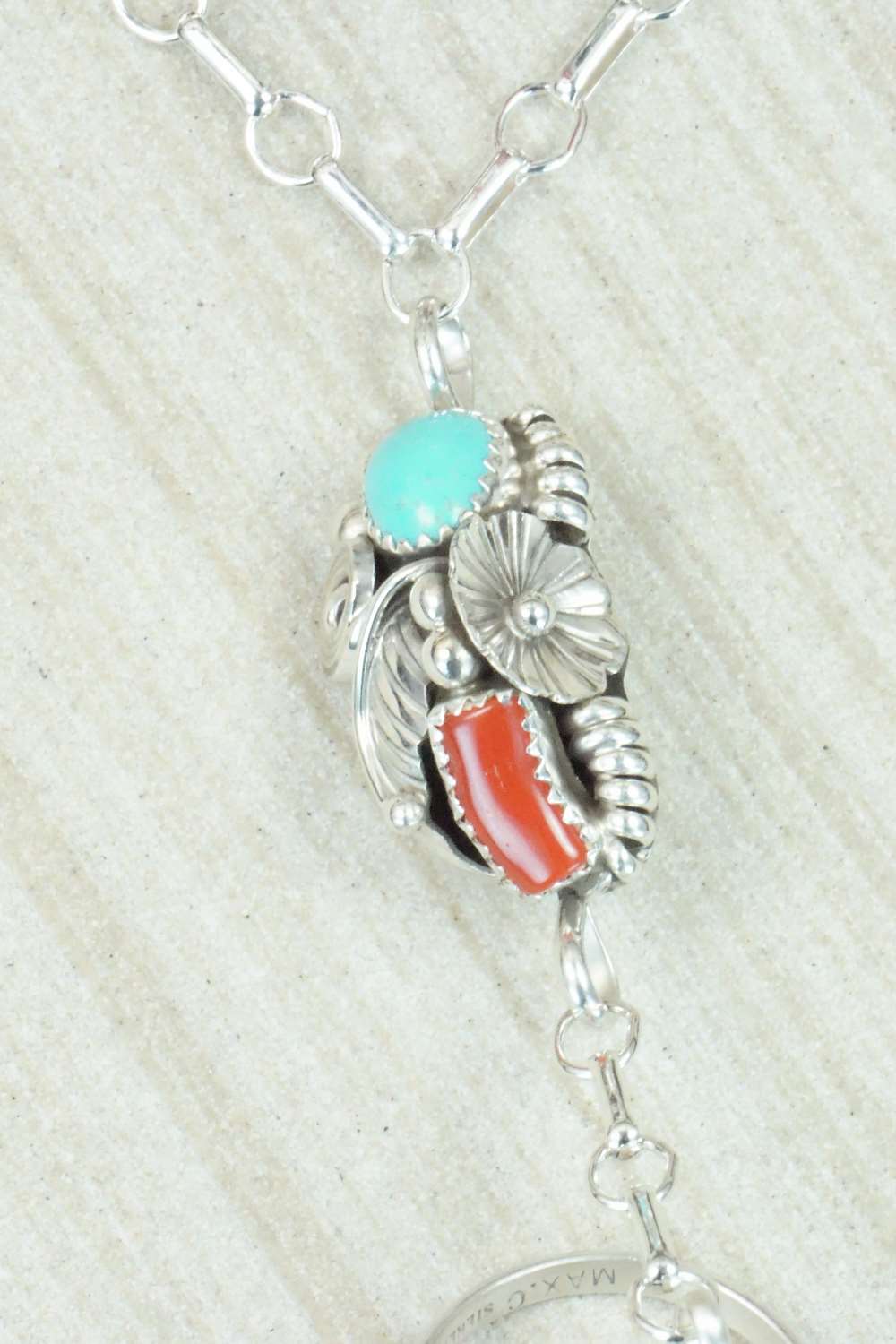 Turquoise & Coral Bracelet and Ring - Max Calladitto - Size 7.5