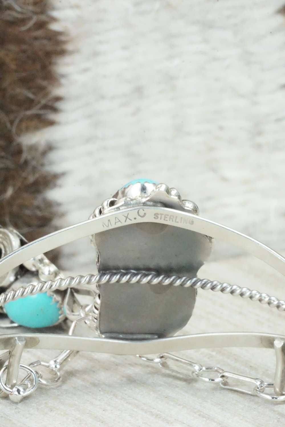 Turquoise & Coral Bracelet and Ring - Max Calladitto - Size 7.5