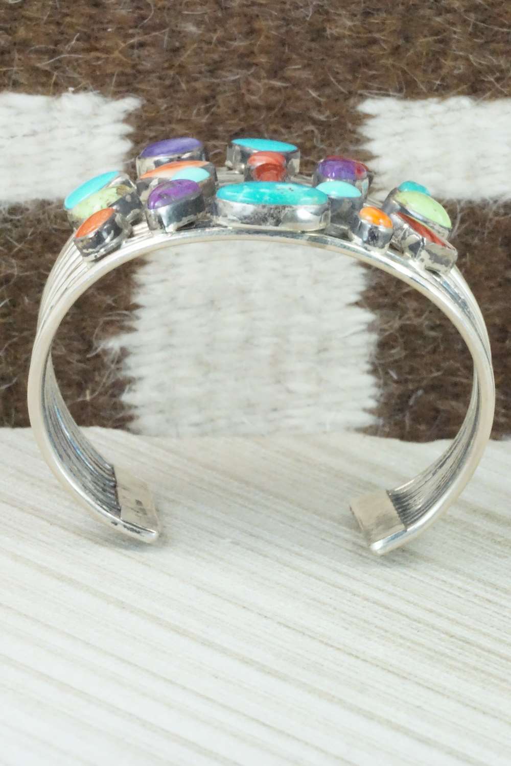 Multi Stone and Sterling Silver Bracelet - Navajo