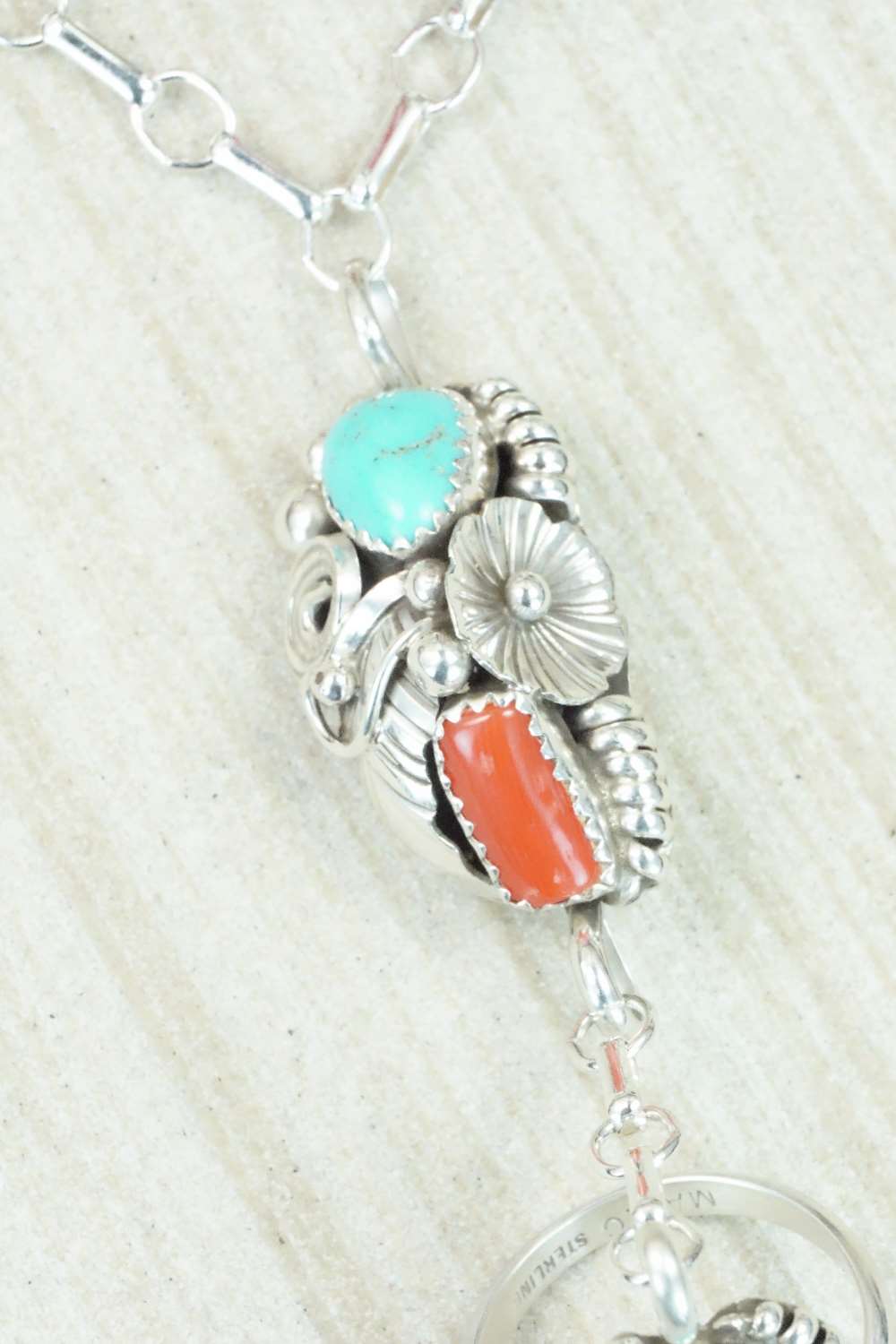 Turquoise & Coral Bracelet and Ring - Max Calladitto - Size 7.5