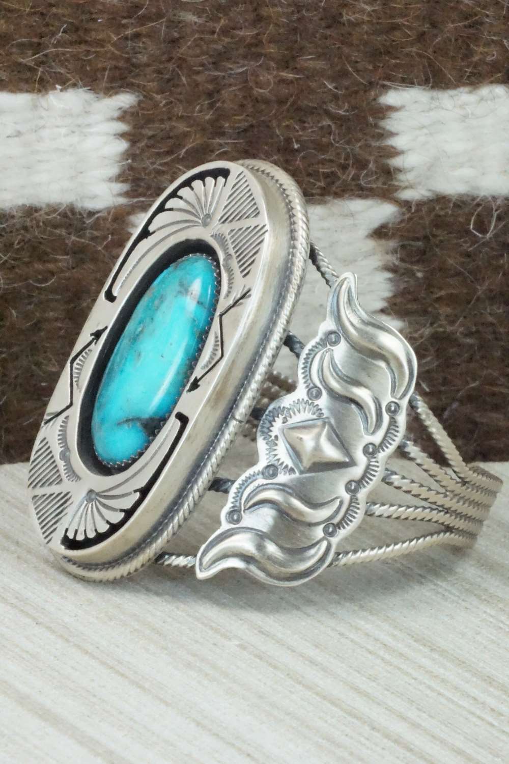 Turquoise and Sterling Silver Bracelet - Navajo