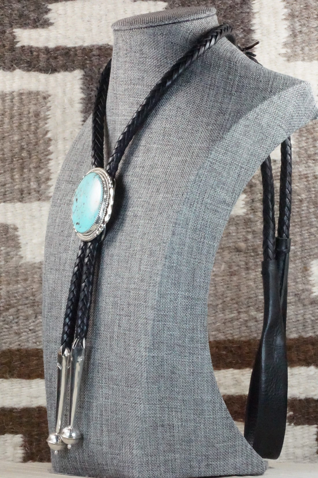 Turquoise & Sterling Silver Bolo Tie - Kenny Calavaza
