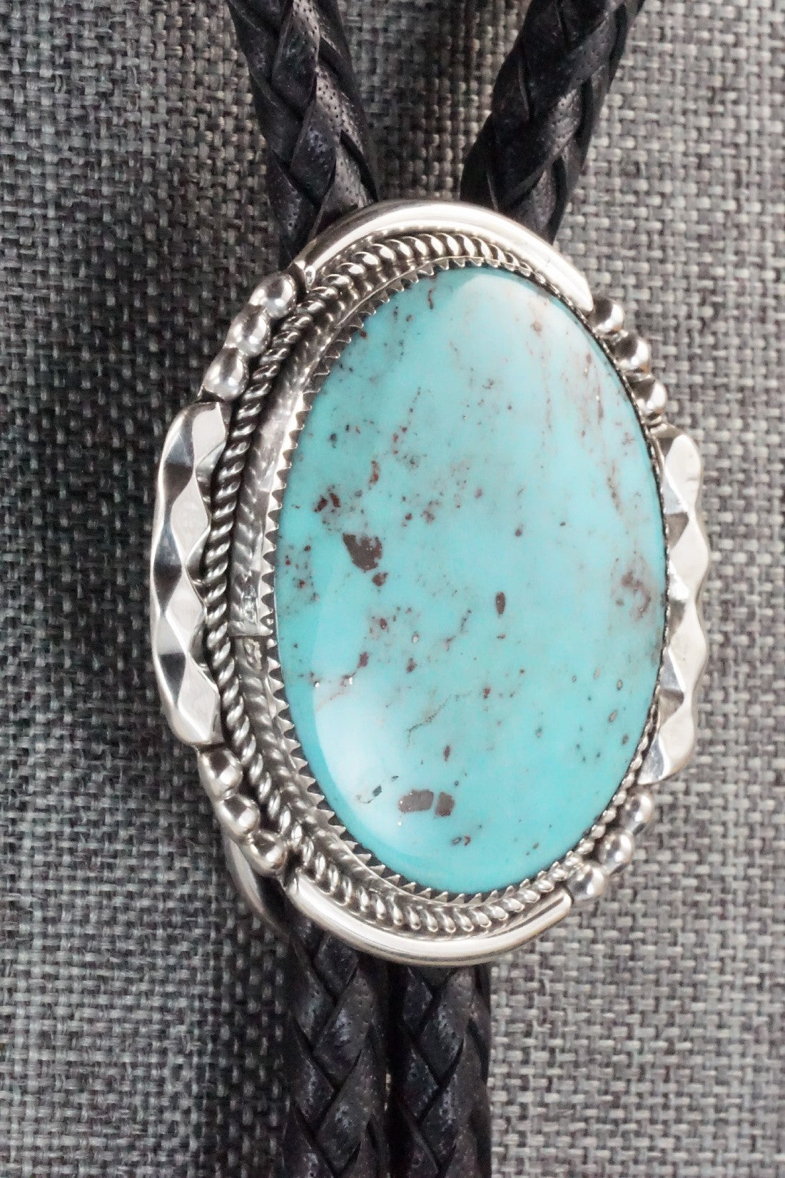 Turquoise & Sterling Silver Bolo Tie - Kenny Calavaza