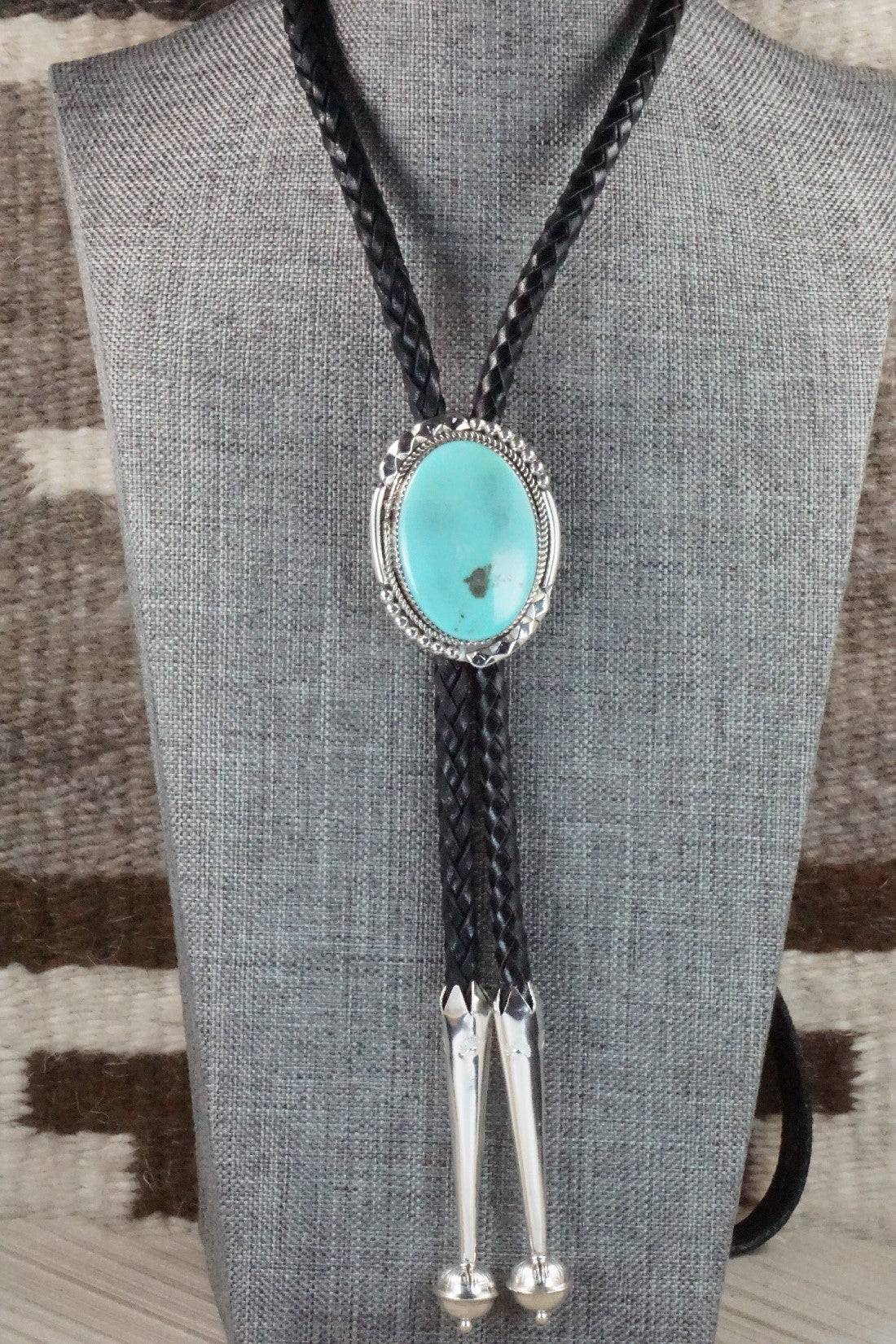 Turquoise & Sterling Silver Bolo Tie - Kenny Calavaza