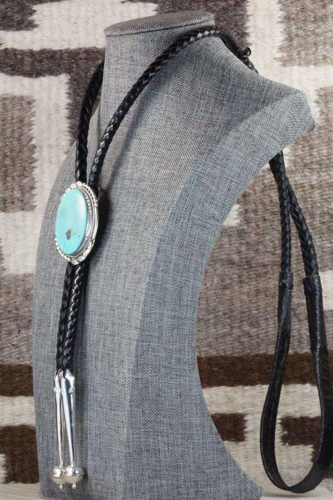 Turquoise & Sterling Silver Bolo Tie - Kenny Calavaza