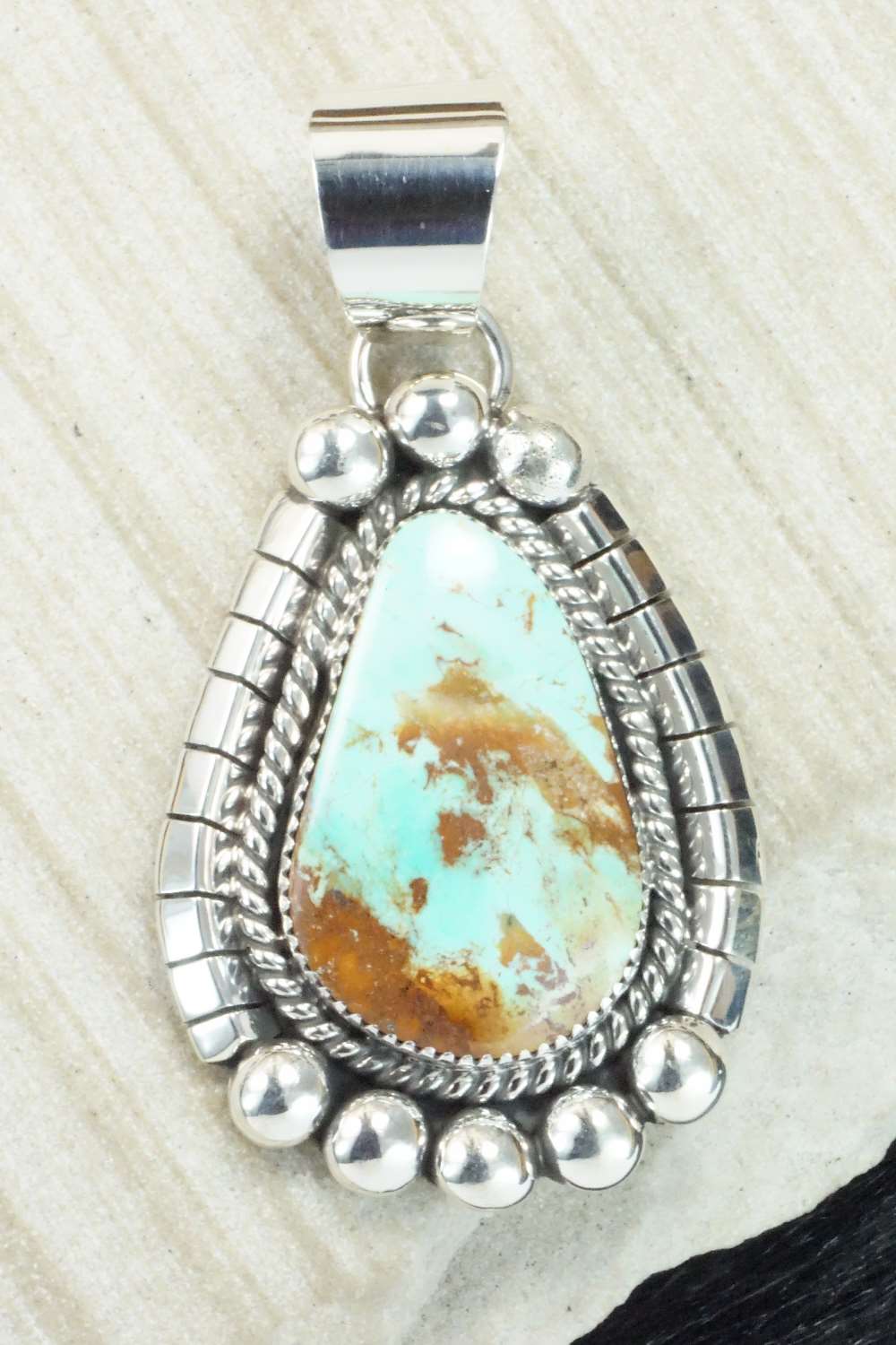 Turquoise & Sterling Silver Pendant - Elroy Chavez