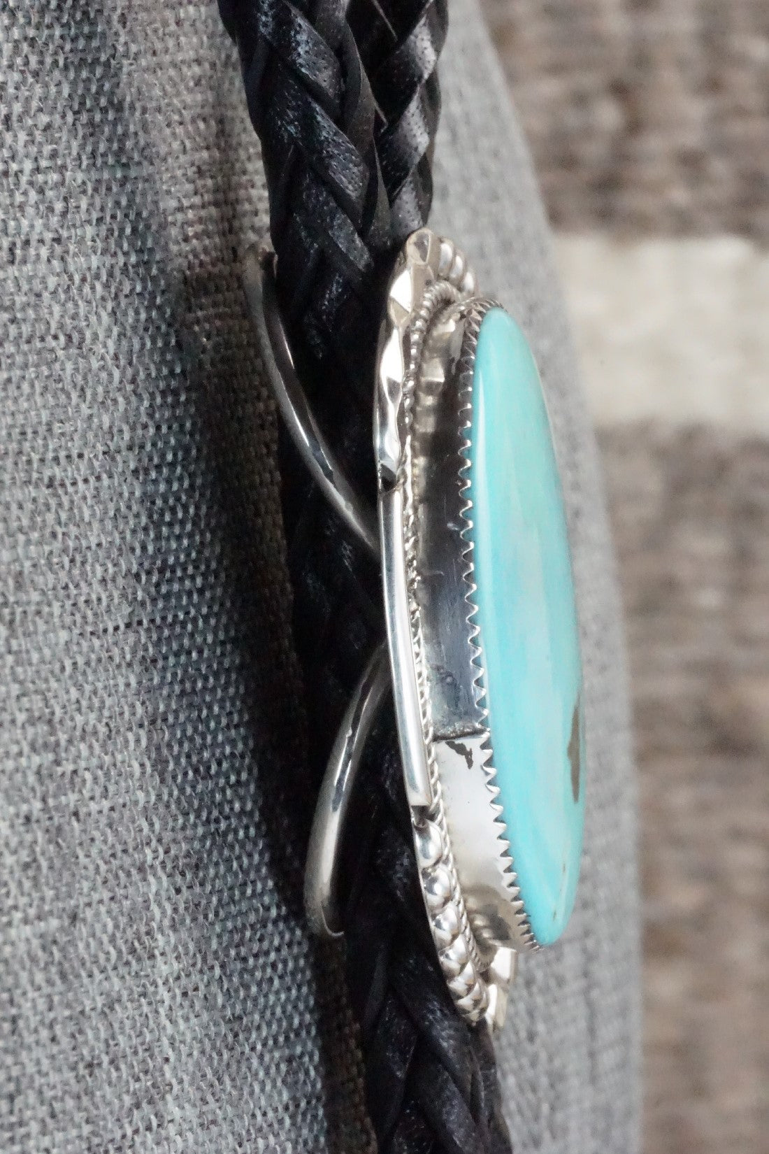Turquoise & Sterling Silver Bolo Tie - Kenny Calavaza