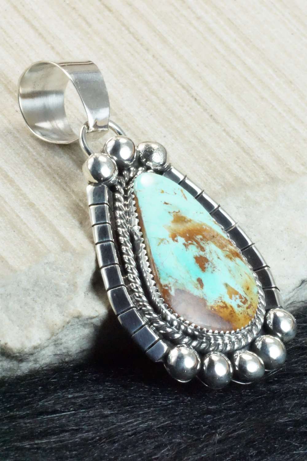 Turquoise & Sterling Silver Pendant - Elroy Chavez