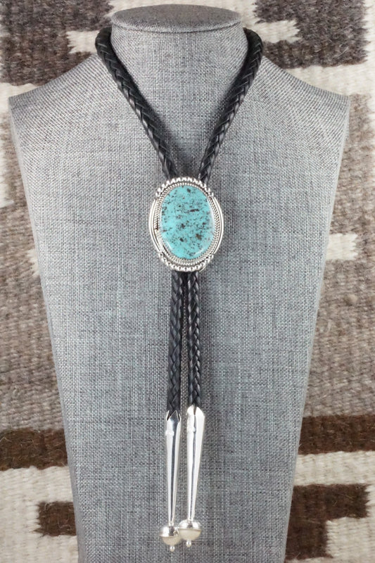 Turquoise & Sterling Silver Bolo Tie - Kenny Calavaza