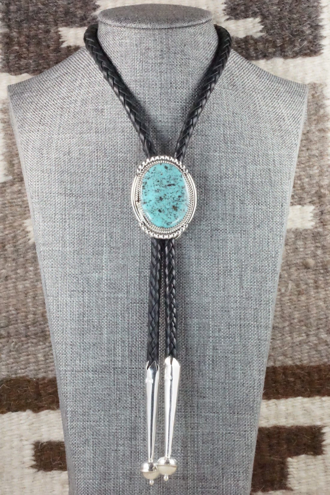 Turquoise & Sterling Silver Bolo Tie - Kenny Calavaza