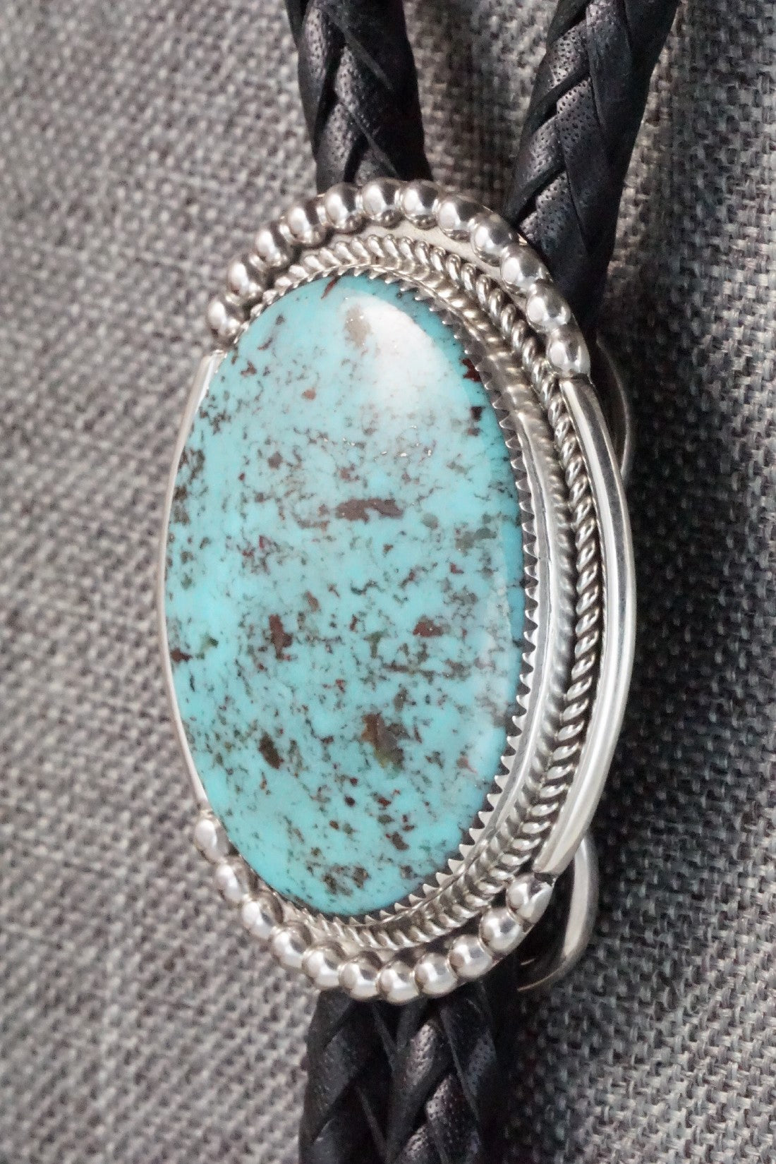 Turquoise & Sterling Silver Bolo Tie - Kenny Calavaza